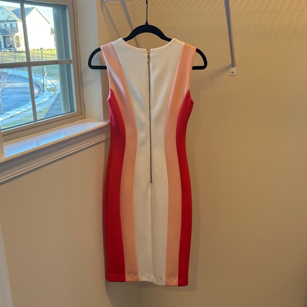 Calvin Klein Red and Pink Midi Dress - Picture 2 of 3